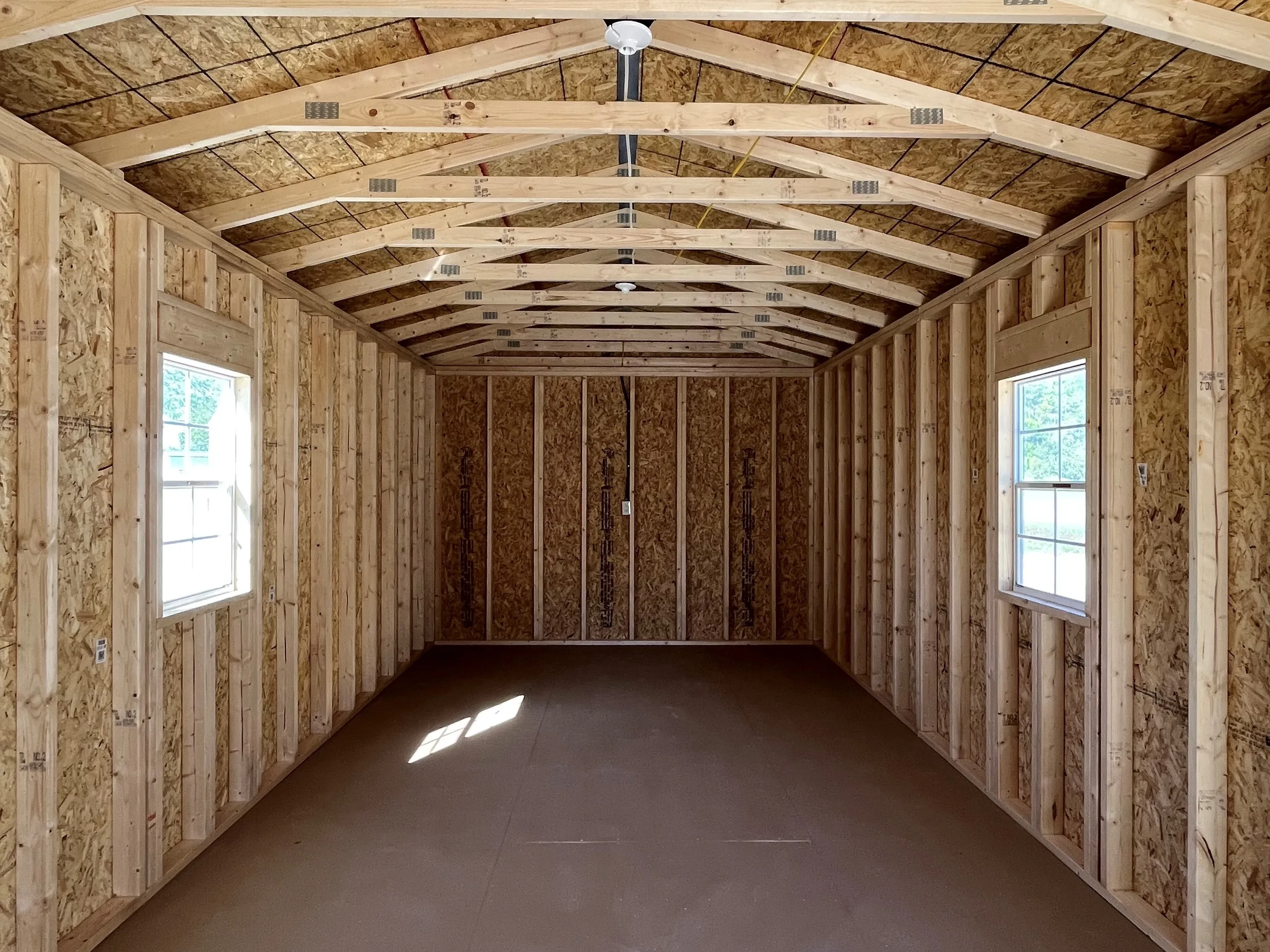 Interior of a 12x2abin showing windows and electric