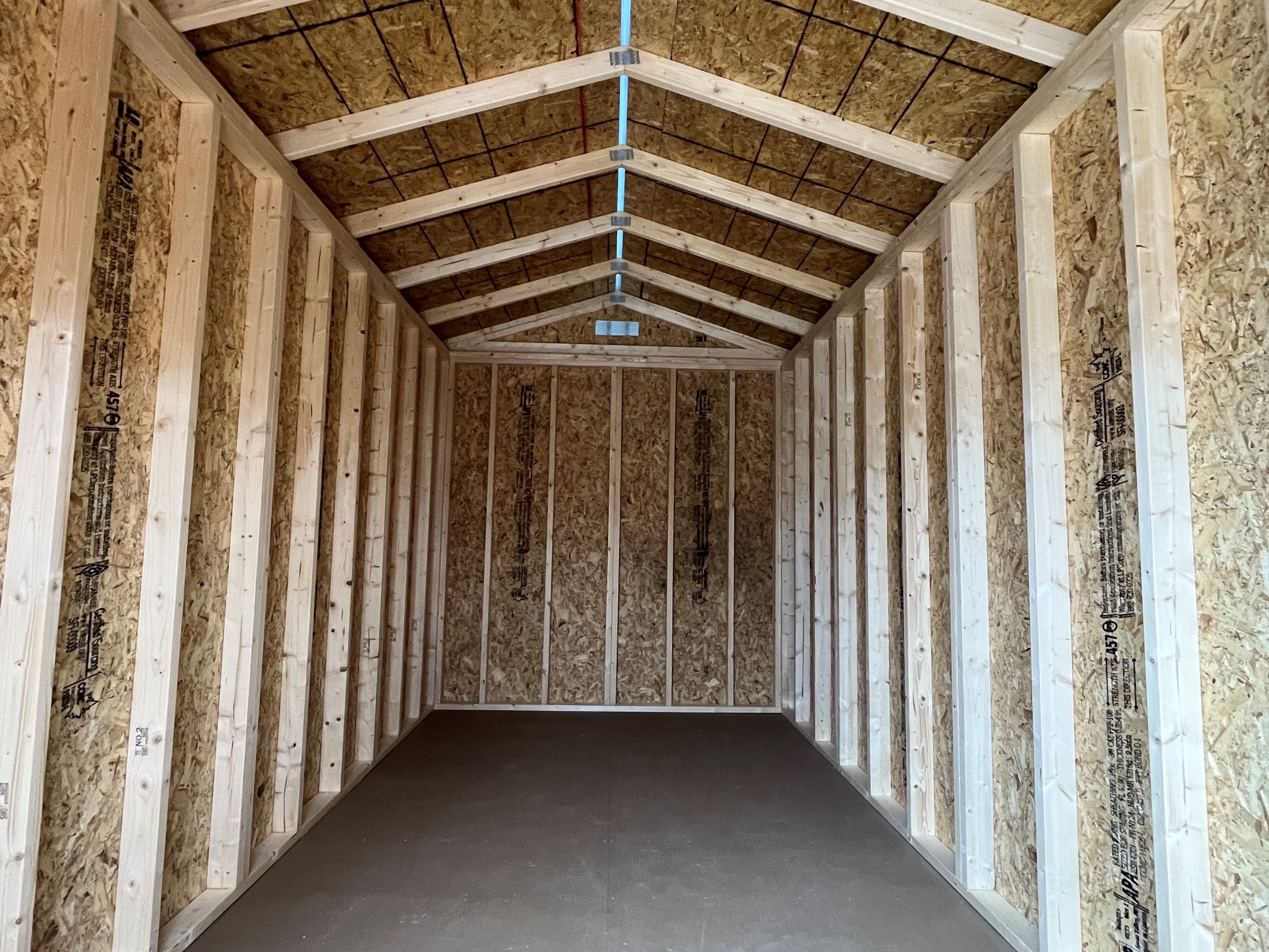 Interior of an 8x16 garden shed