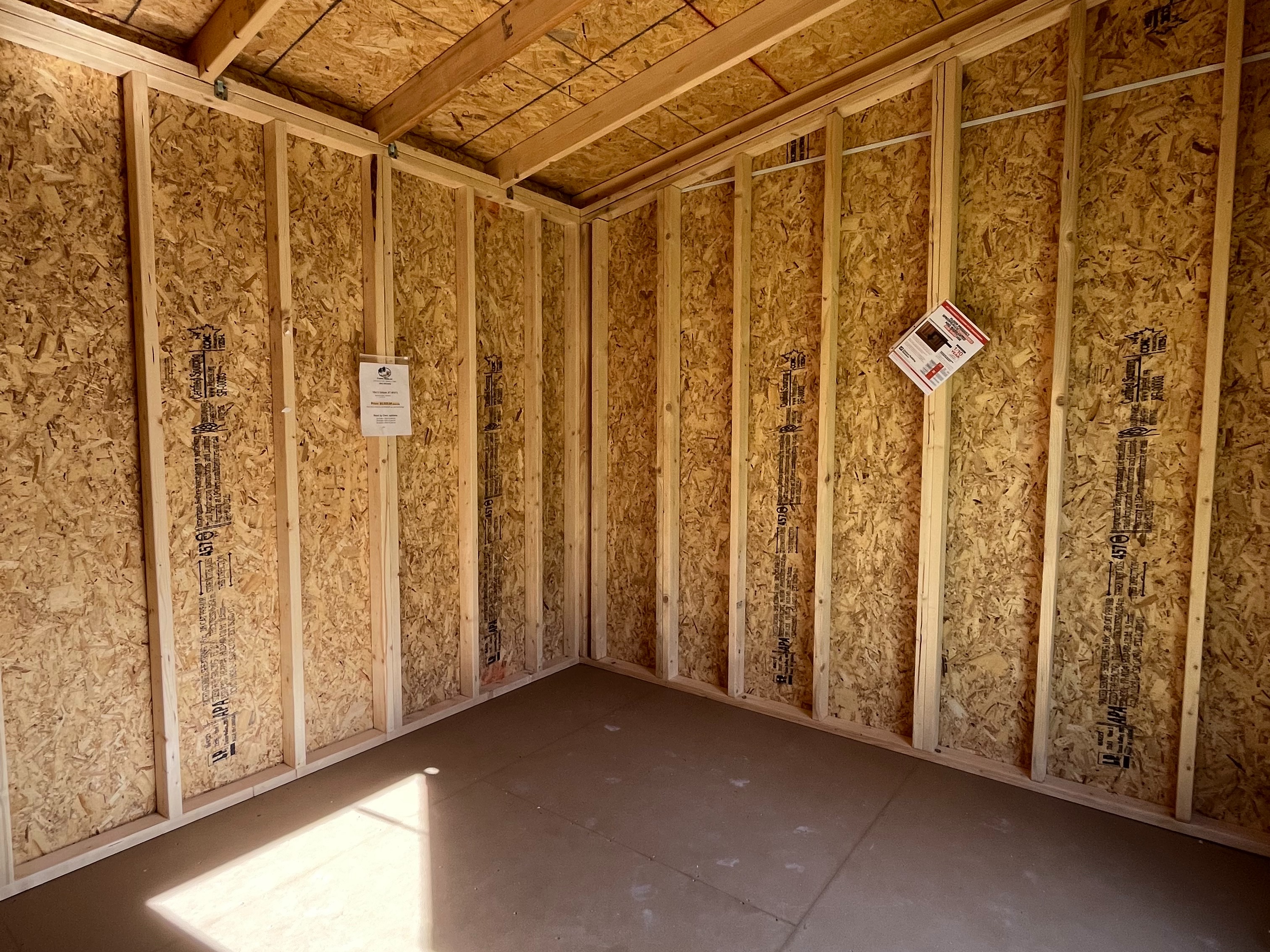 Interior of a 10x12 urban shed