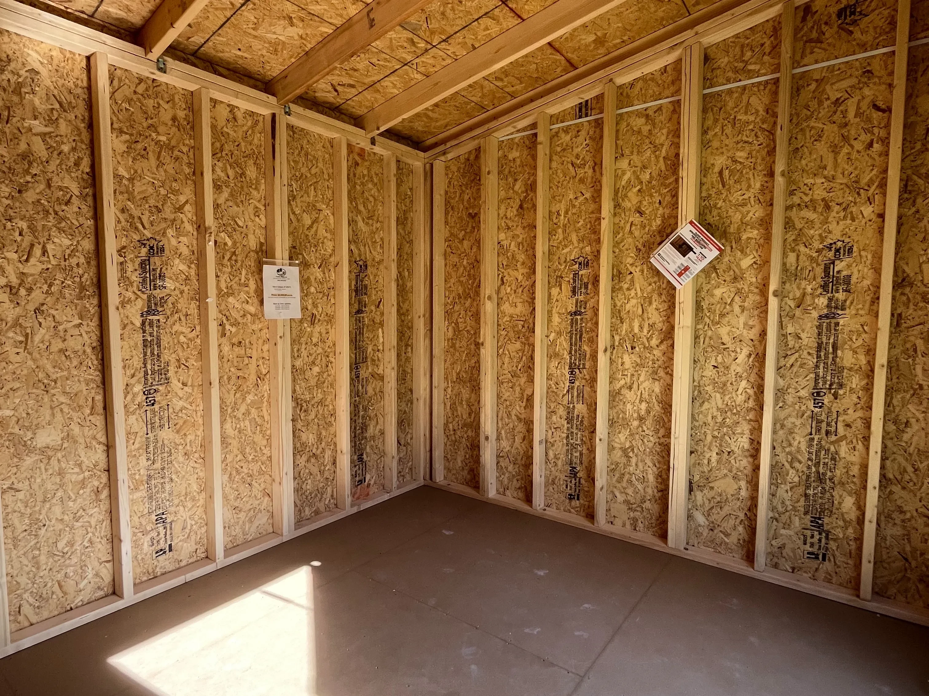 Interior of a 10x12 urban shed