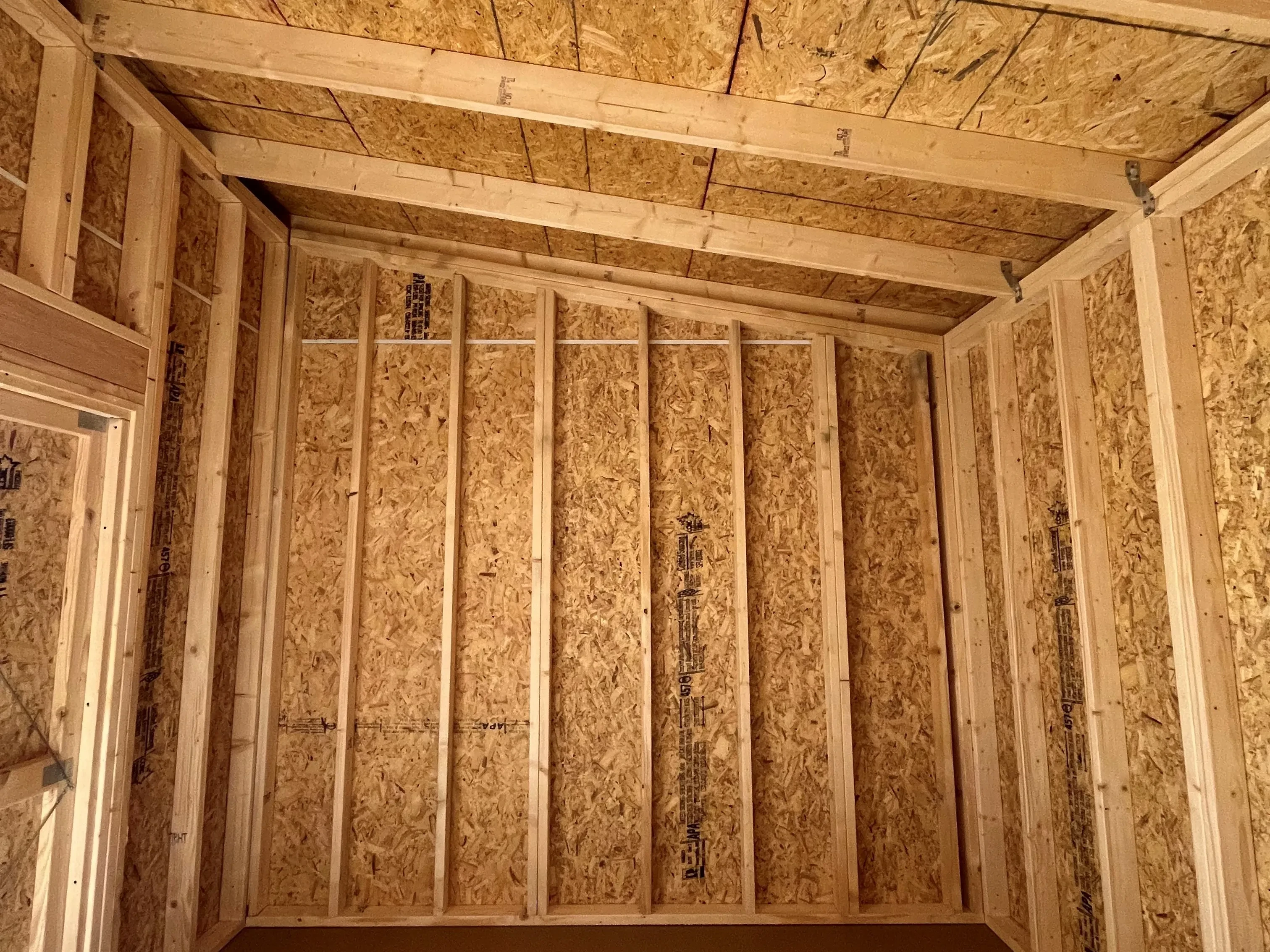 Interior of a 10x12 urban shed showing the electric