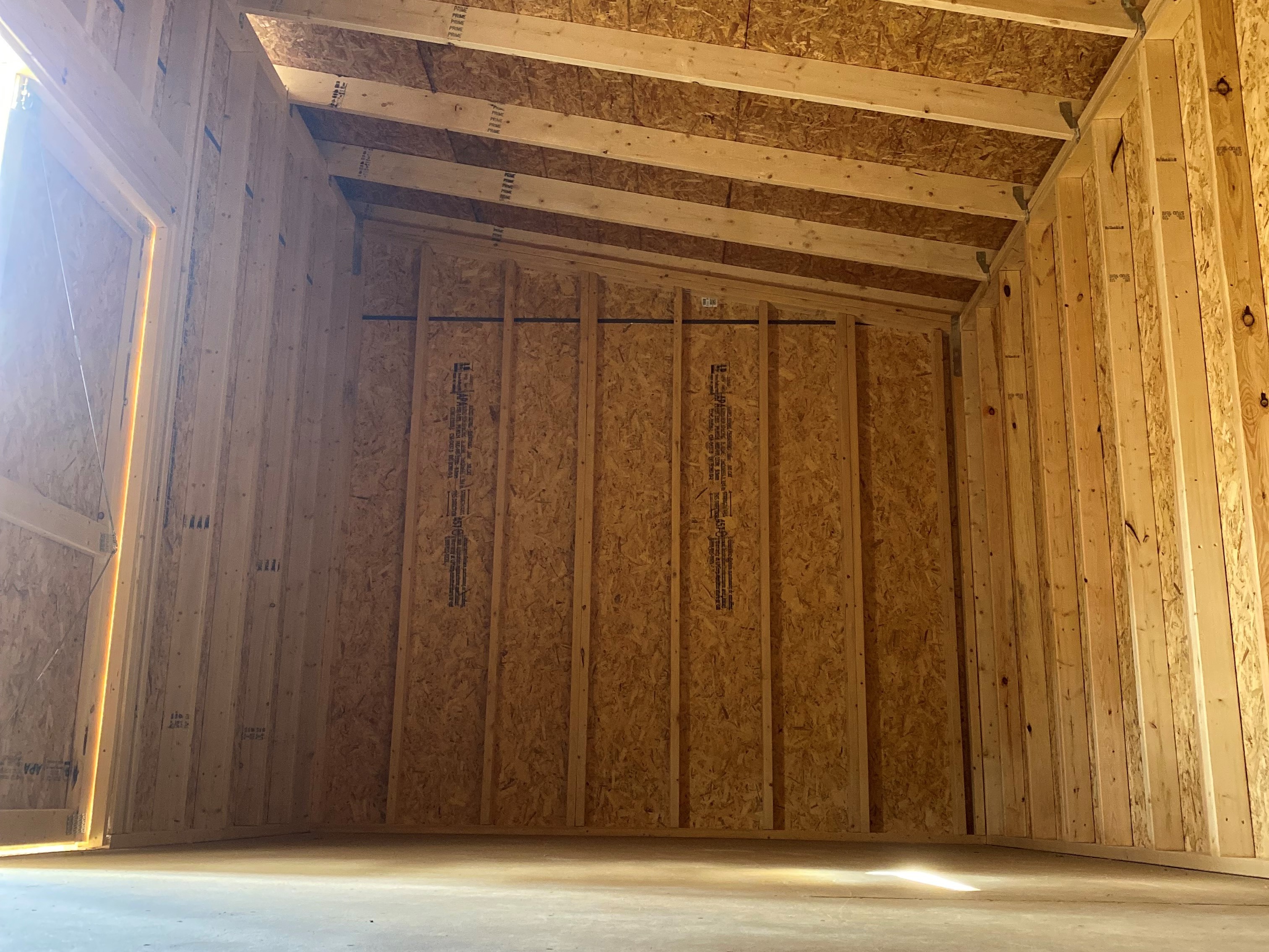 Interior of a 10x20 Urban shed