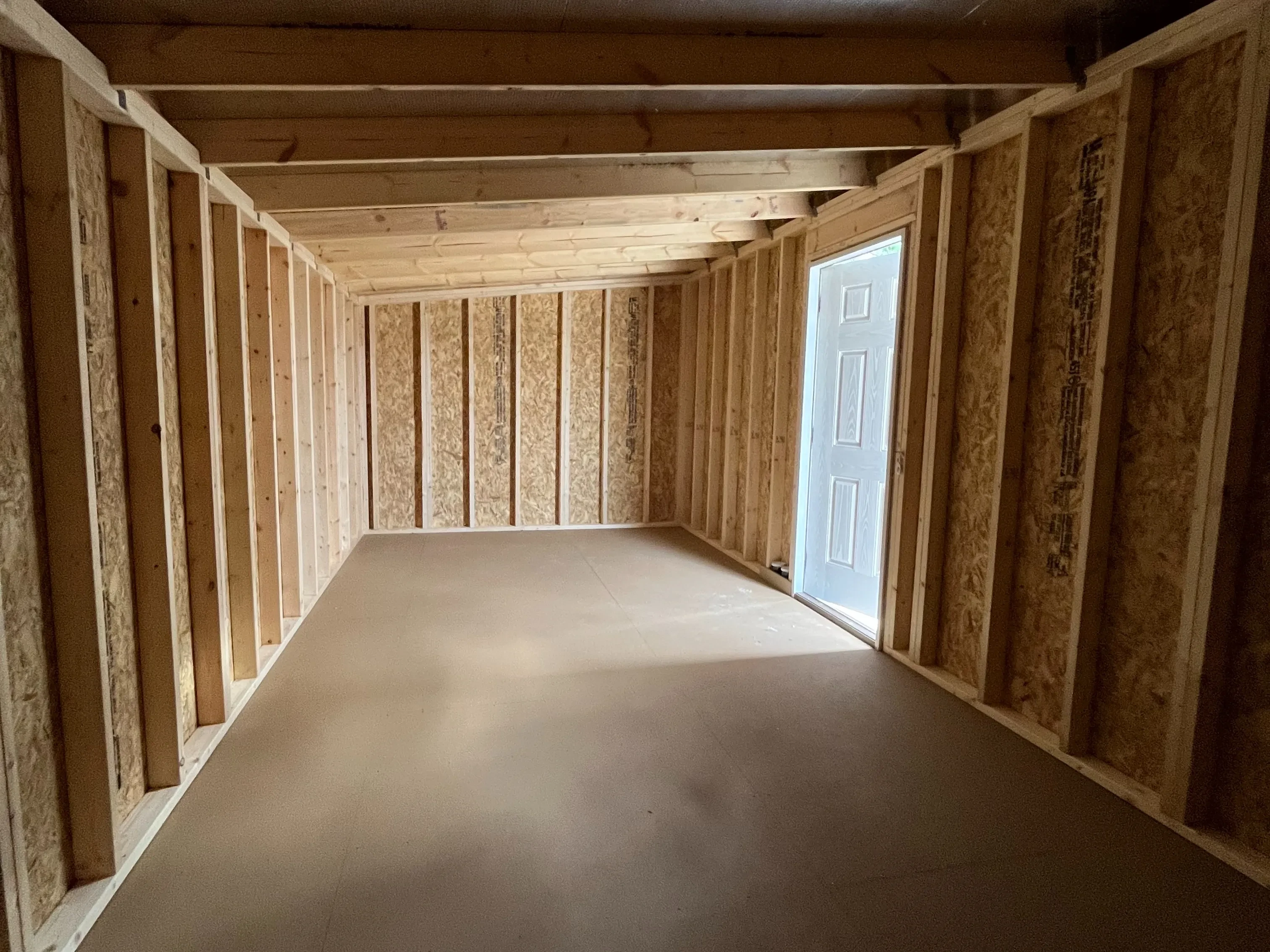 Interior of a 10x20 urban with a walk-in door