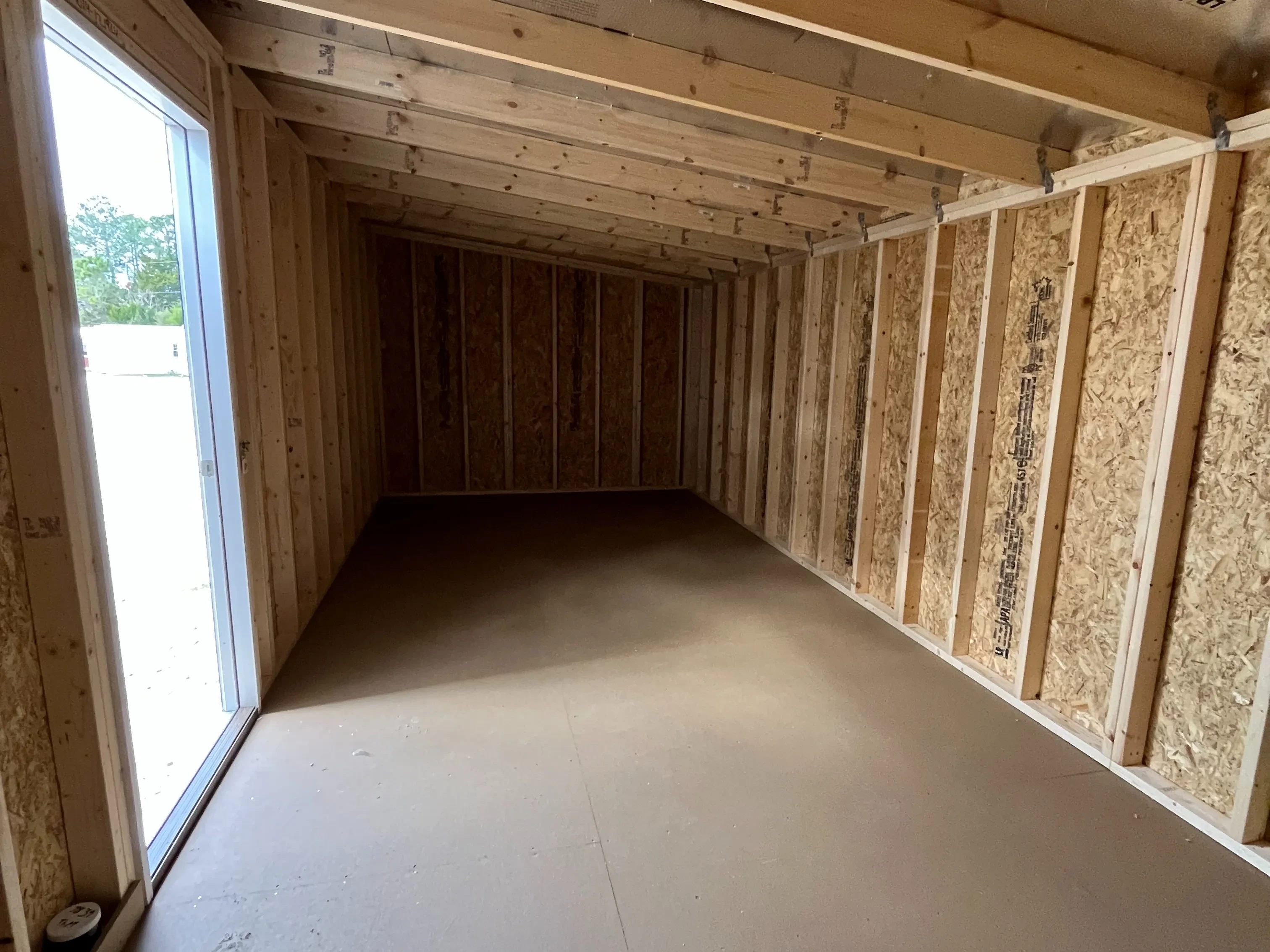 Interior of a 10x20 urban with a walk-in door