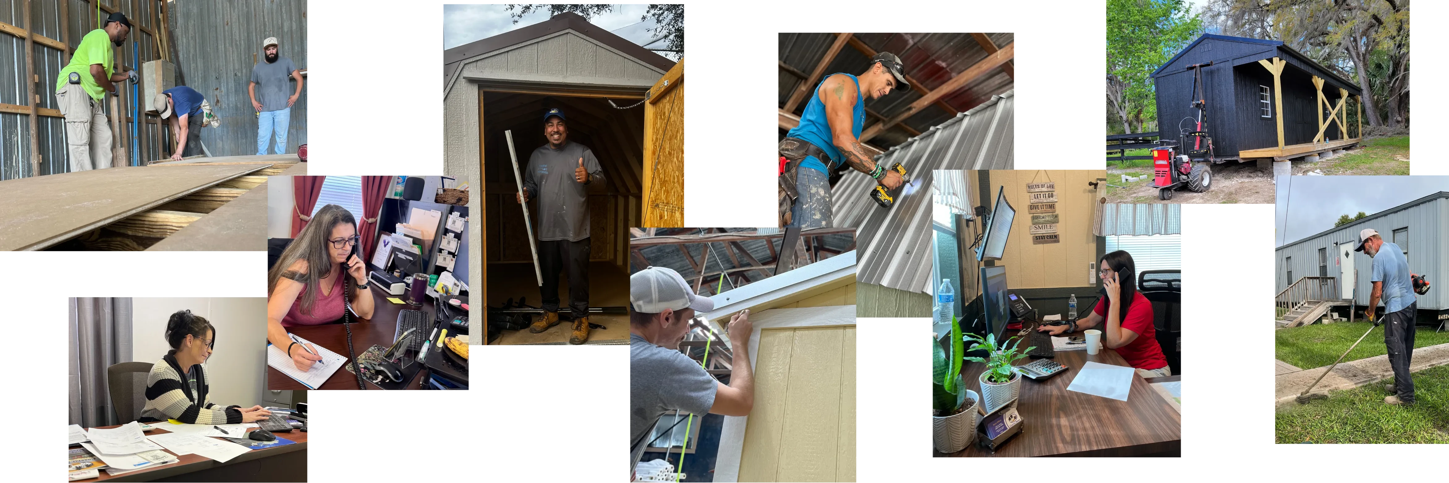 Employees at work at various jobs