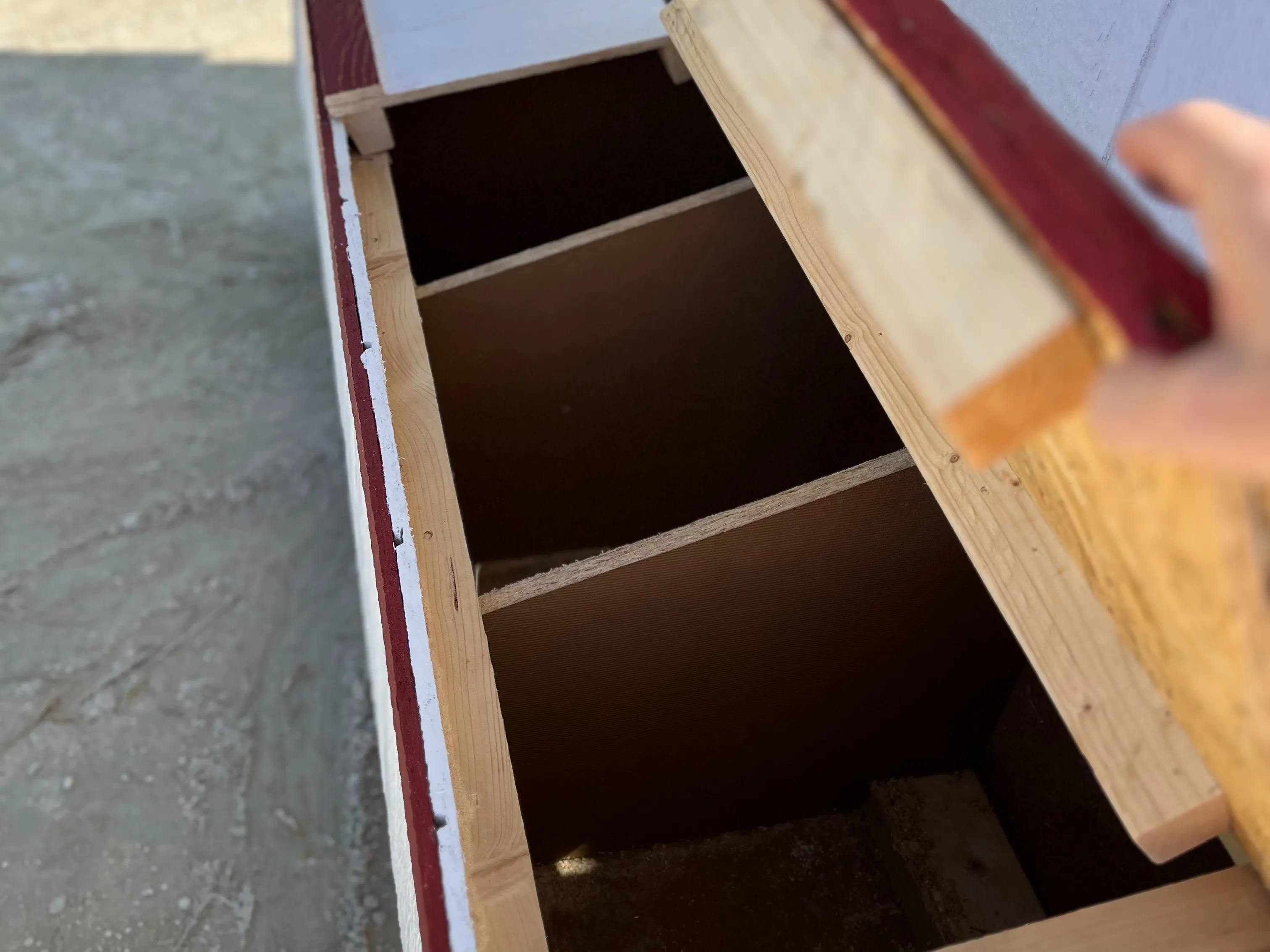 Exterior view of a 4x6 chicken coop layer box access