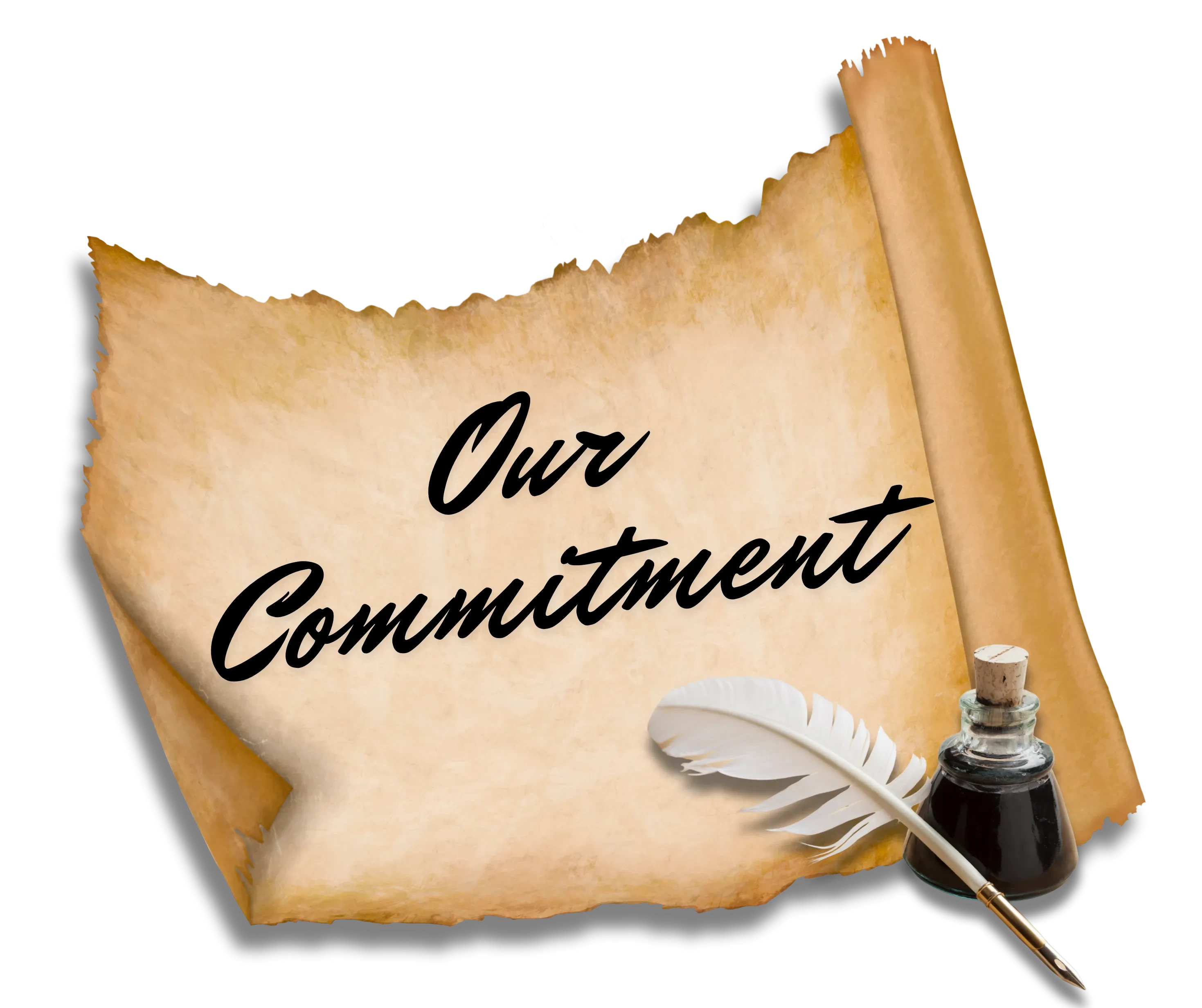Parchment with quill pen- Our Commitment