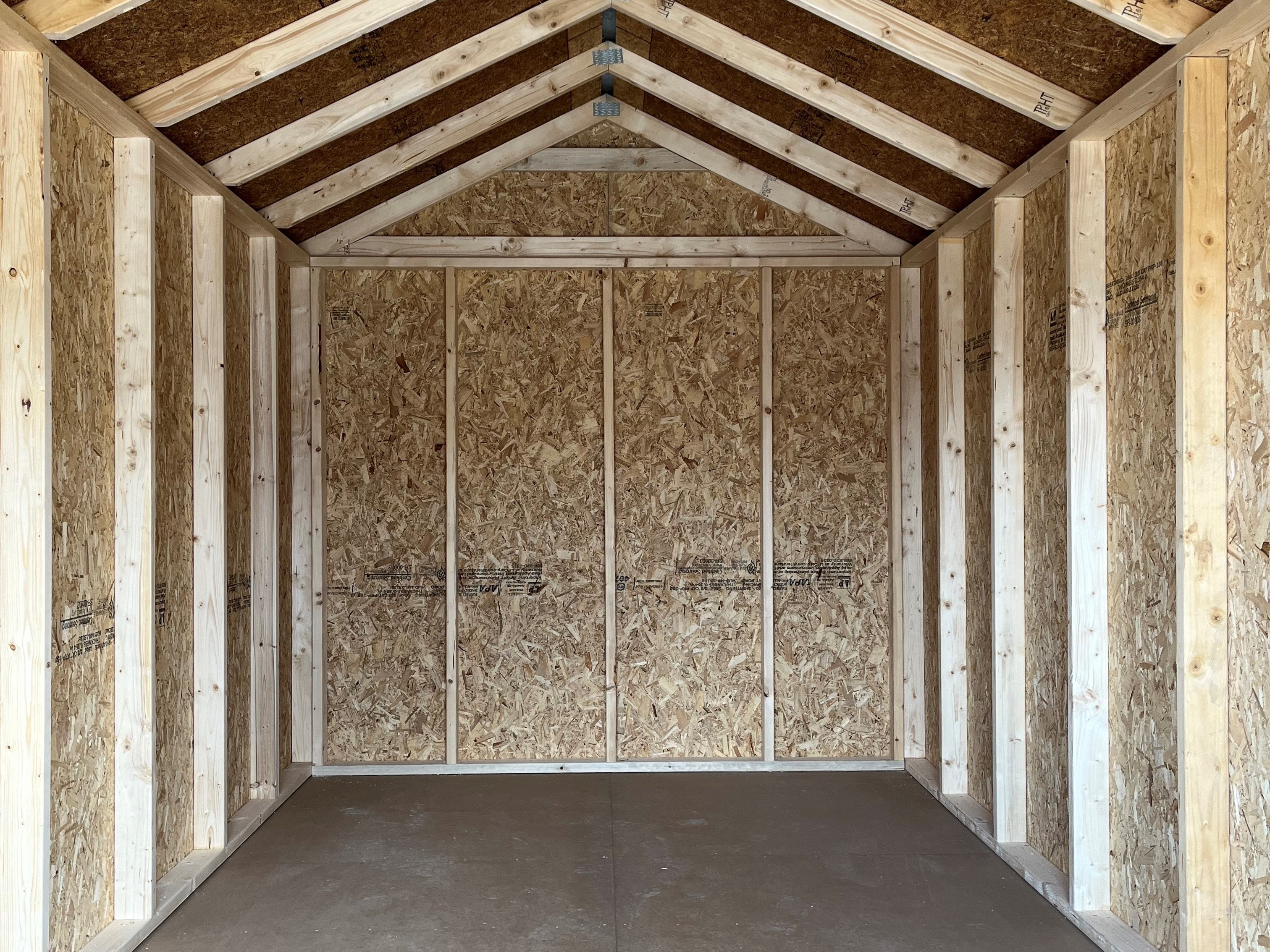 Interior of 8x16 garden shed economy