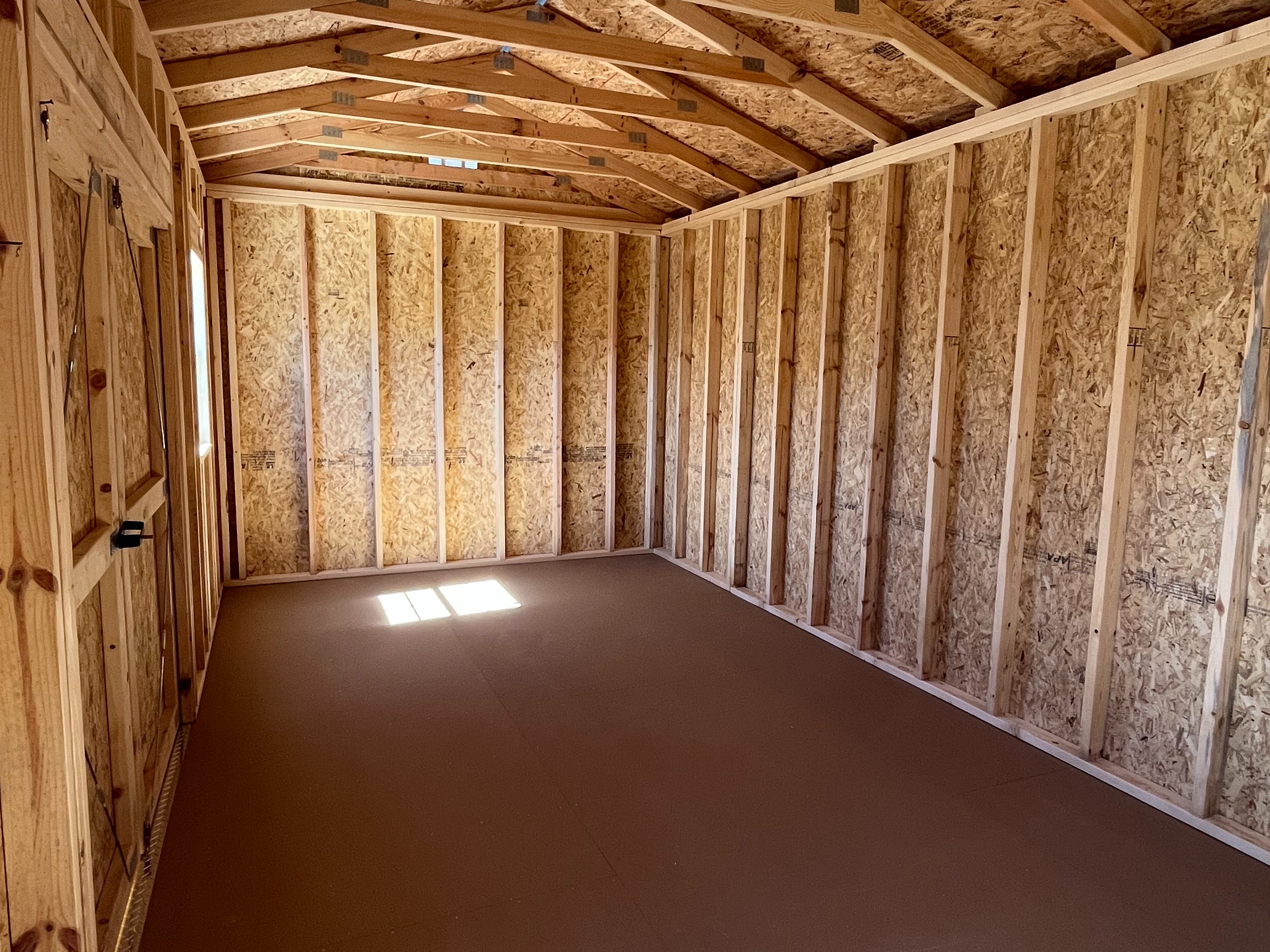 Interior of a 10x20 side garden shed 