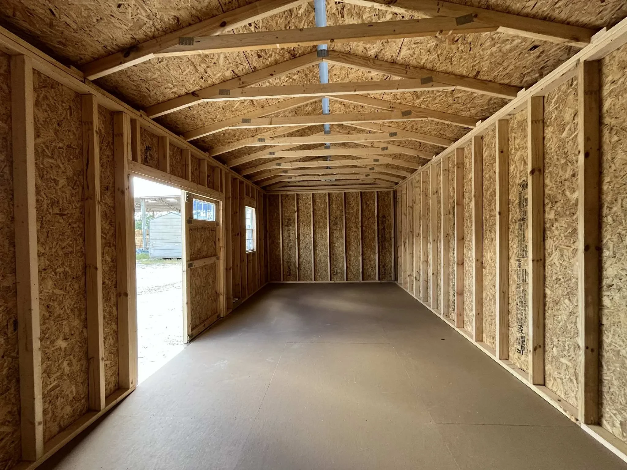 Interior of a 10x20 side garden shed