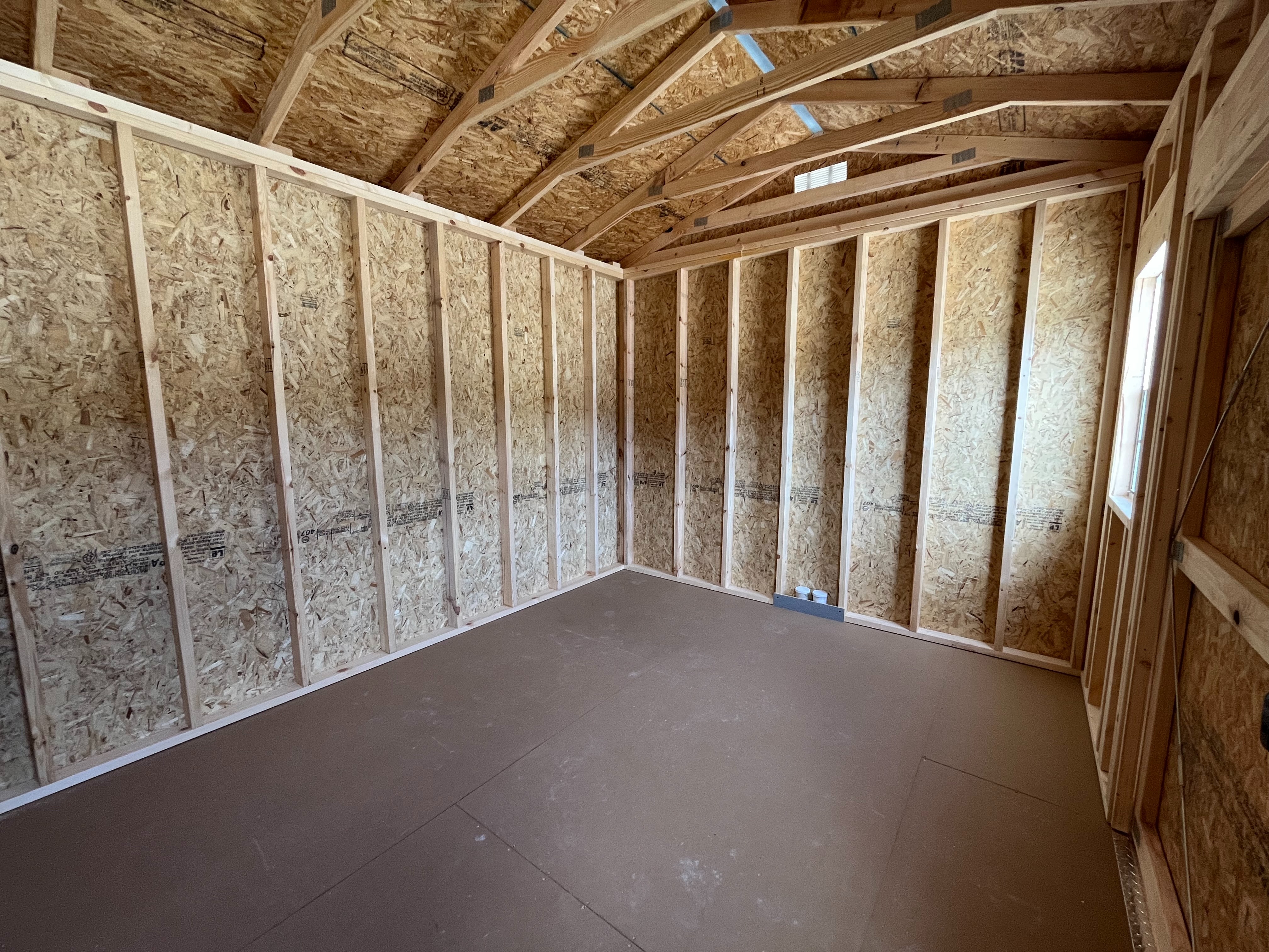 Interior photo of a 10x12 side garden shed