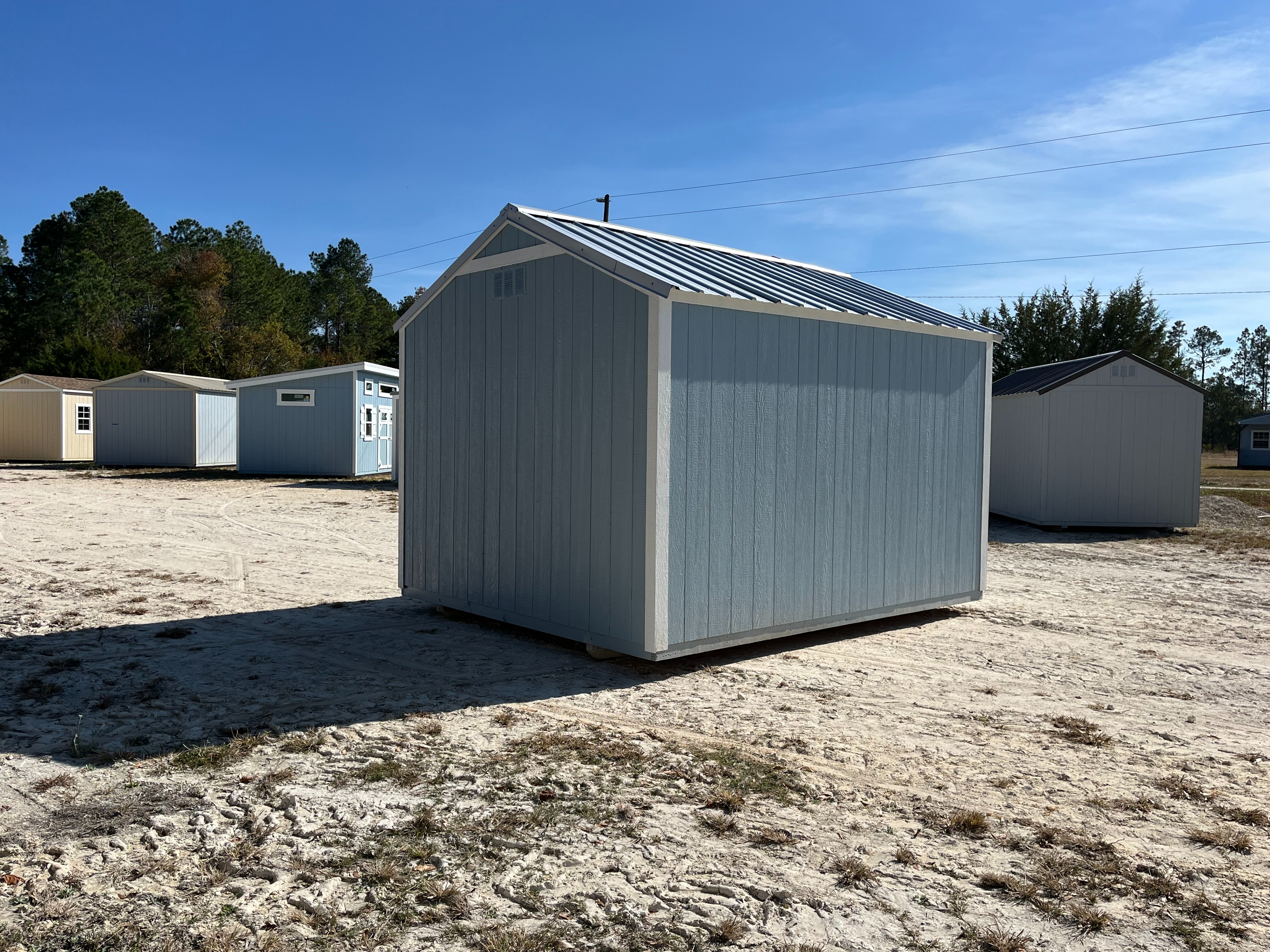 Rear of a light blue 10x12 Garden Shed Economy