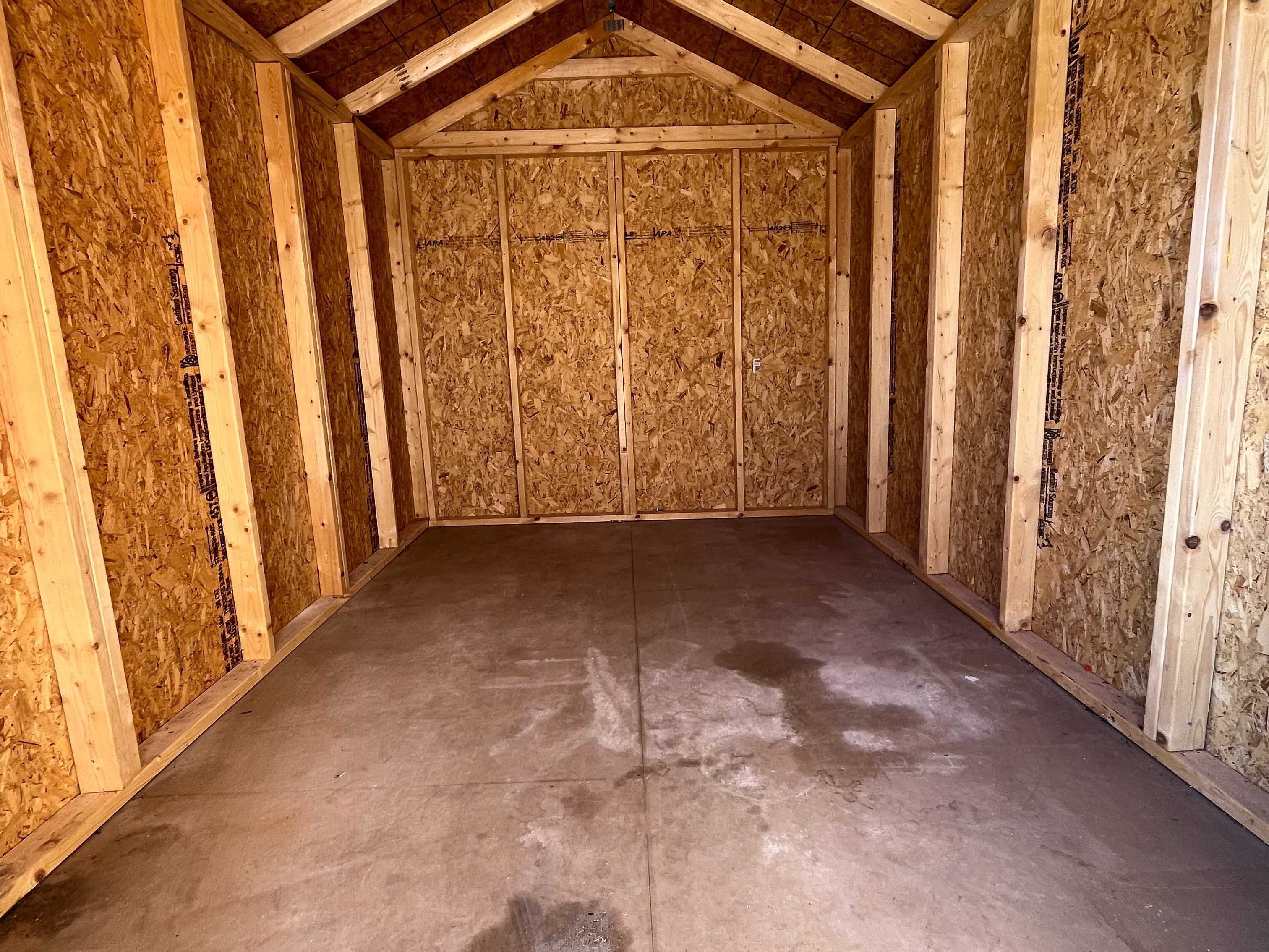 Interior of a used 8x12 garden shed economy 