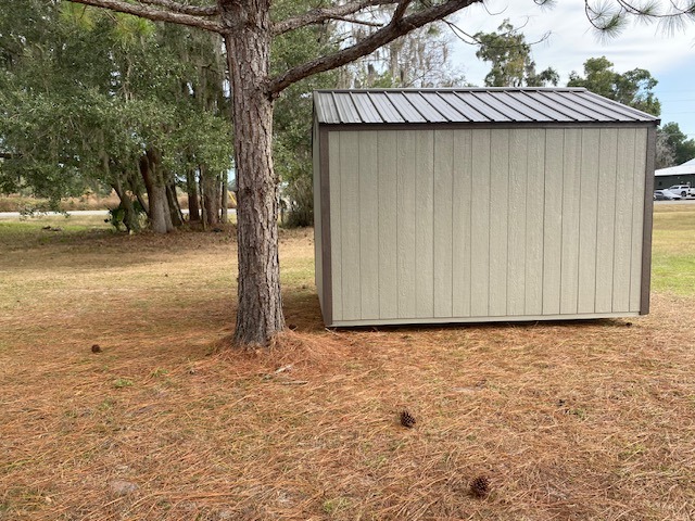 Exterior side of a 10x12  garden shed economy