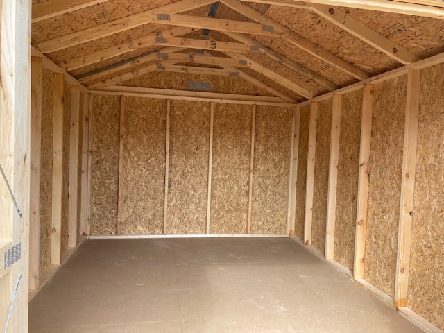 Interior of a 10x12 garden shed economy