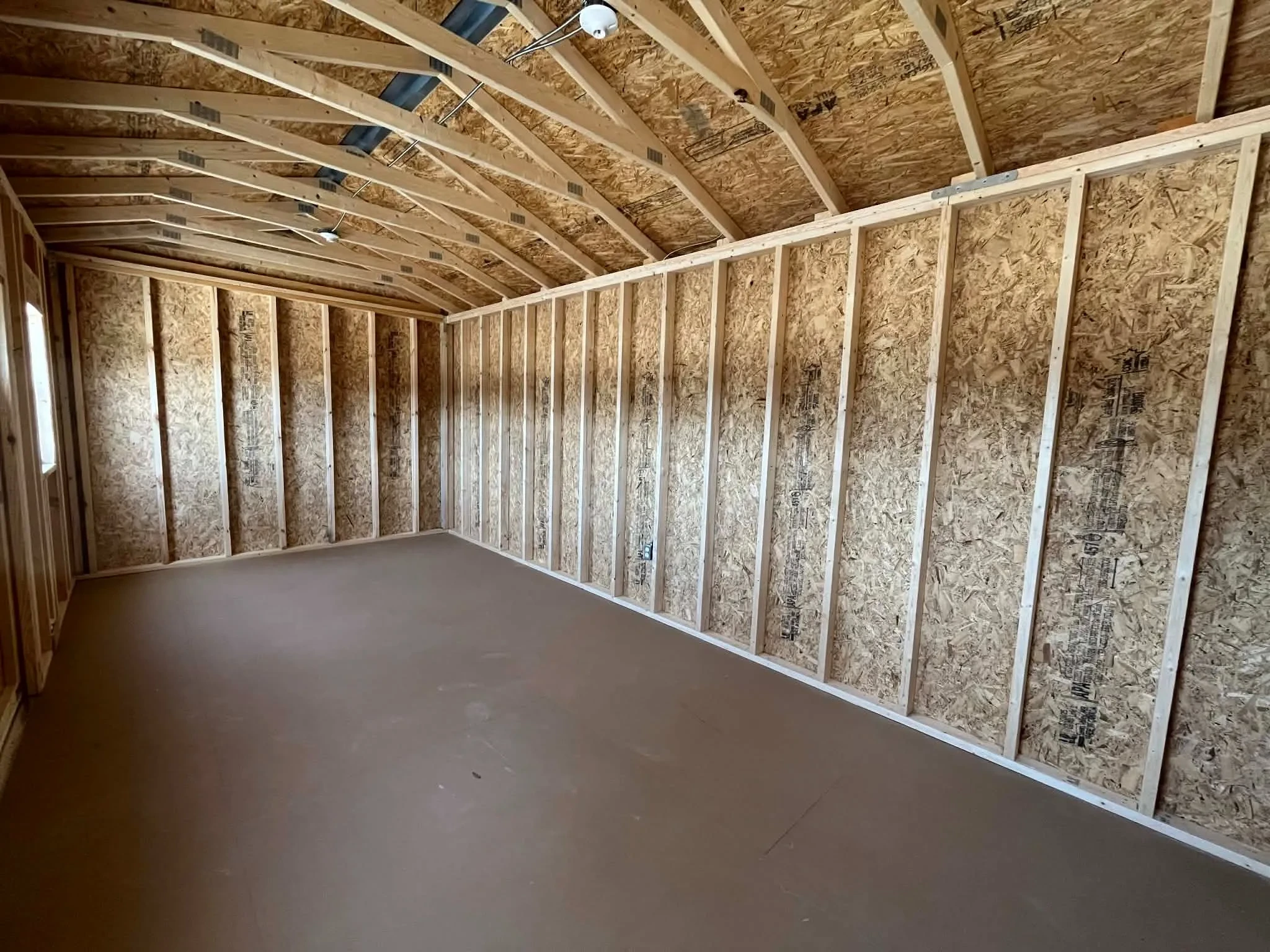 Interior view of a 10x20 side garden shed