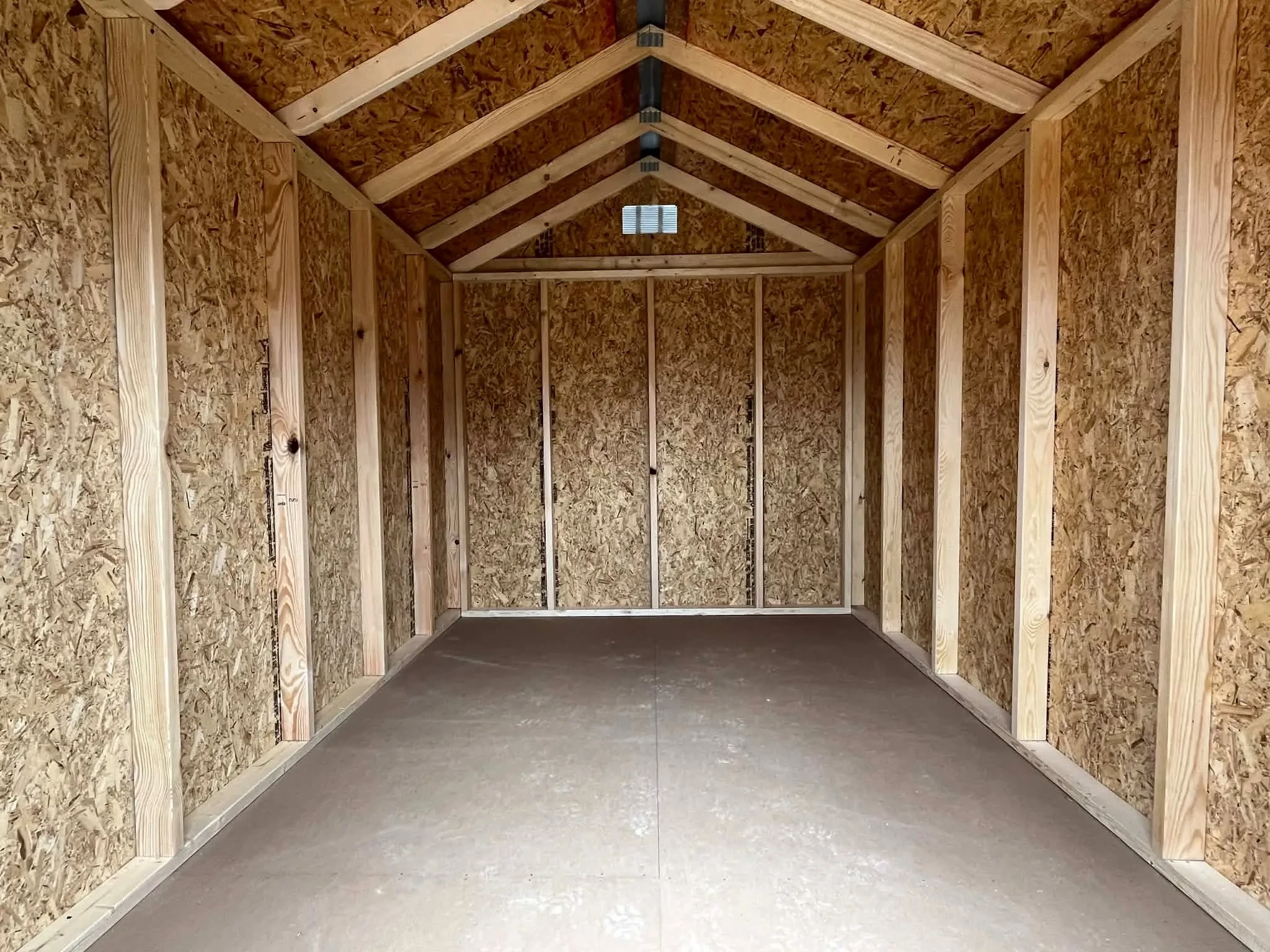 Interior of a 8x12 garden shed economy