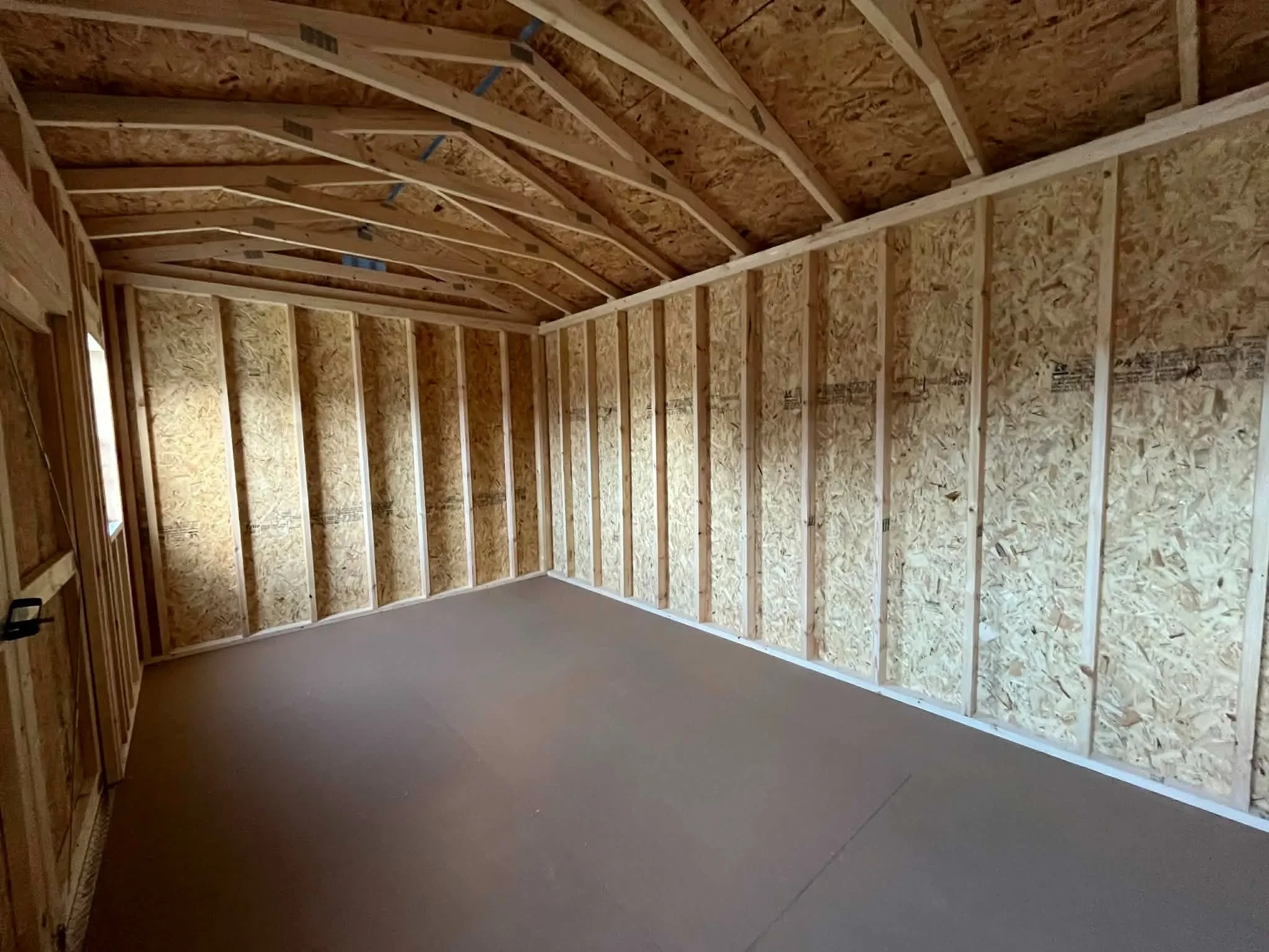 Interior of a 10x16 side garden shed