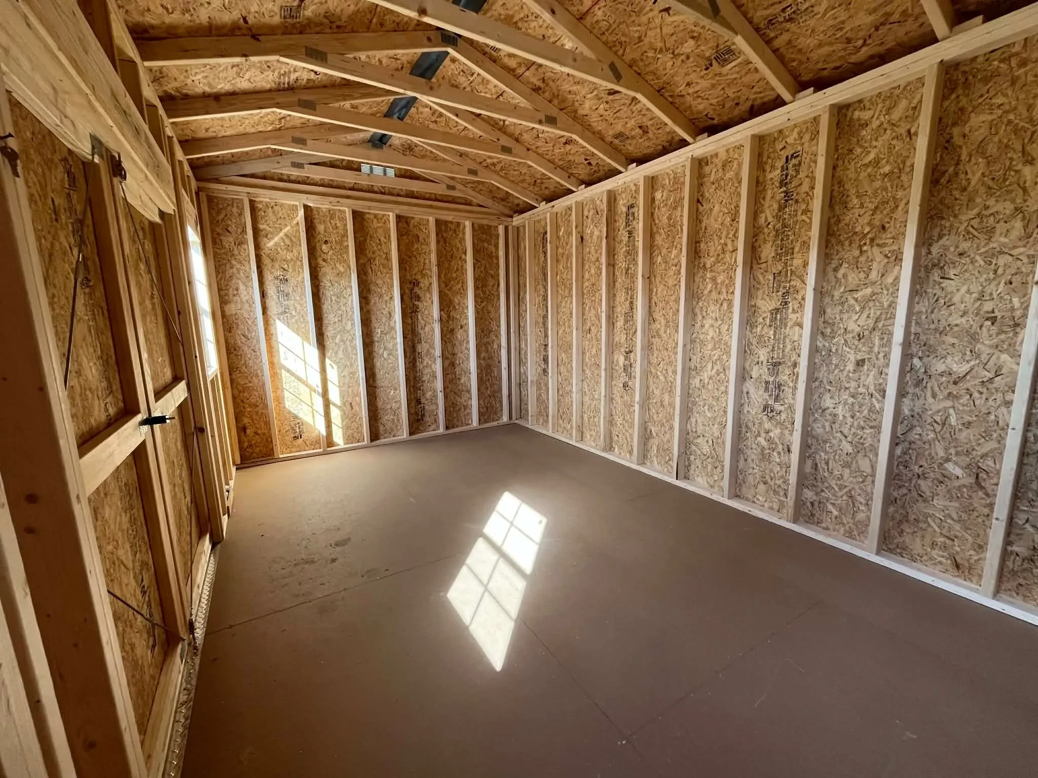 Interior of a 10x16 side garden shed