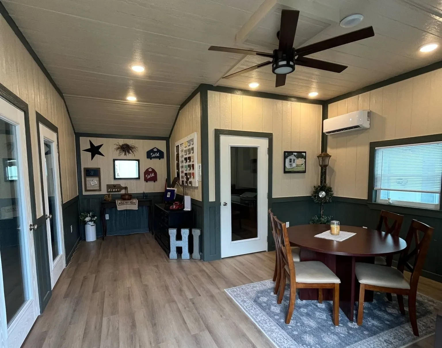 Interior picture of a finished-out shed