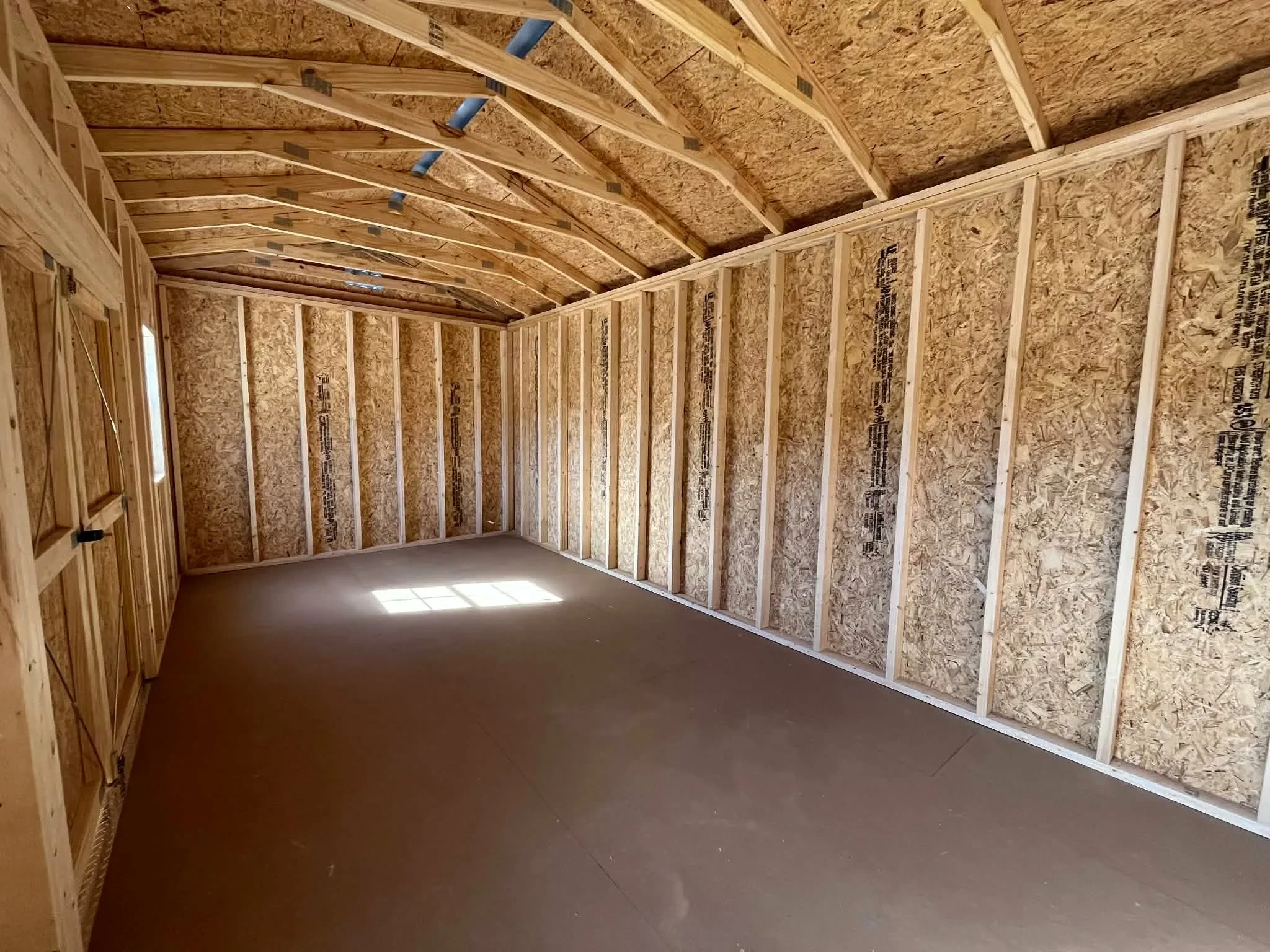 Interior view of a 10x20 side garden shed