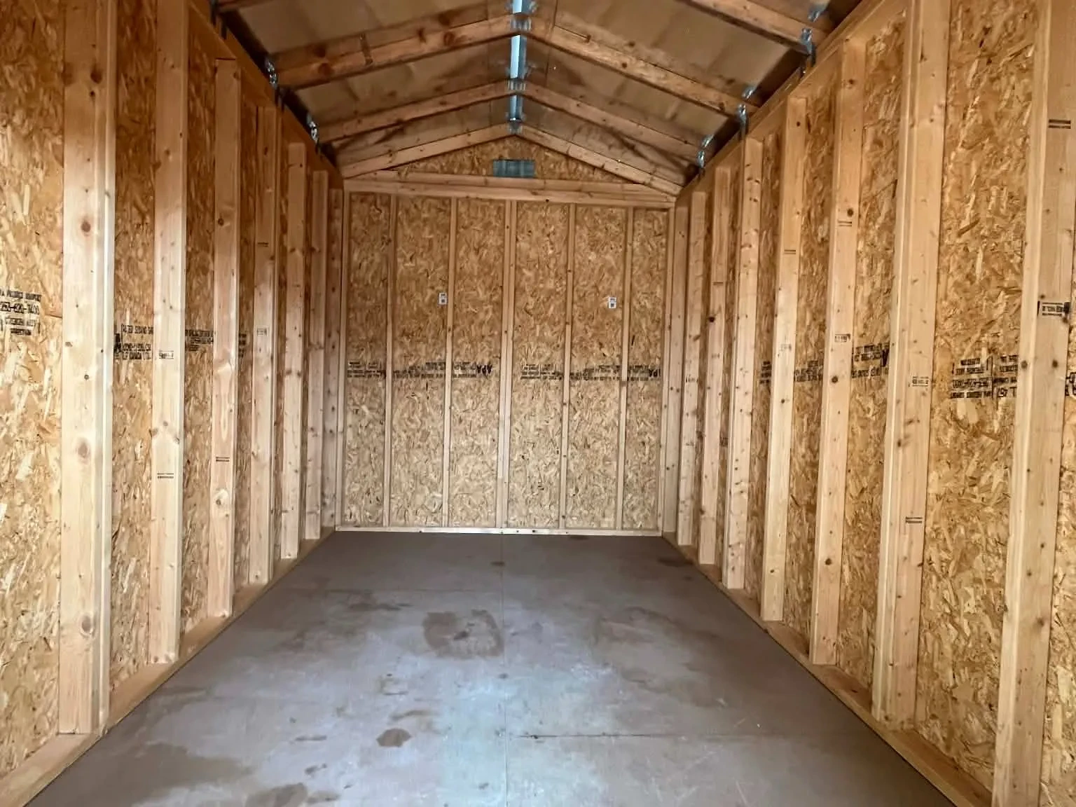 Interior view of an 8x12 garden shed
