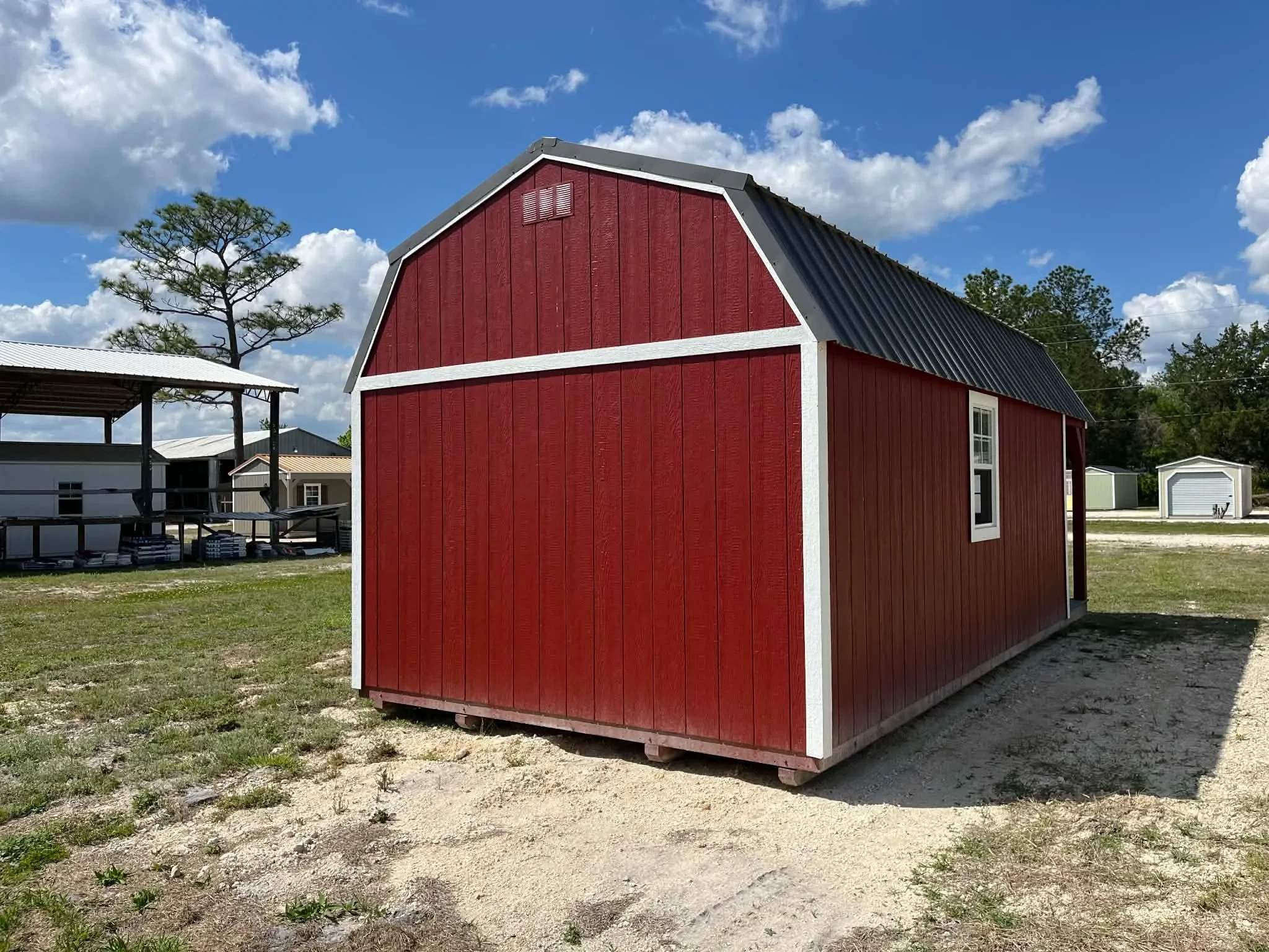 Exterior rear view of a 12x24 lofted barn cabin