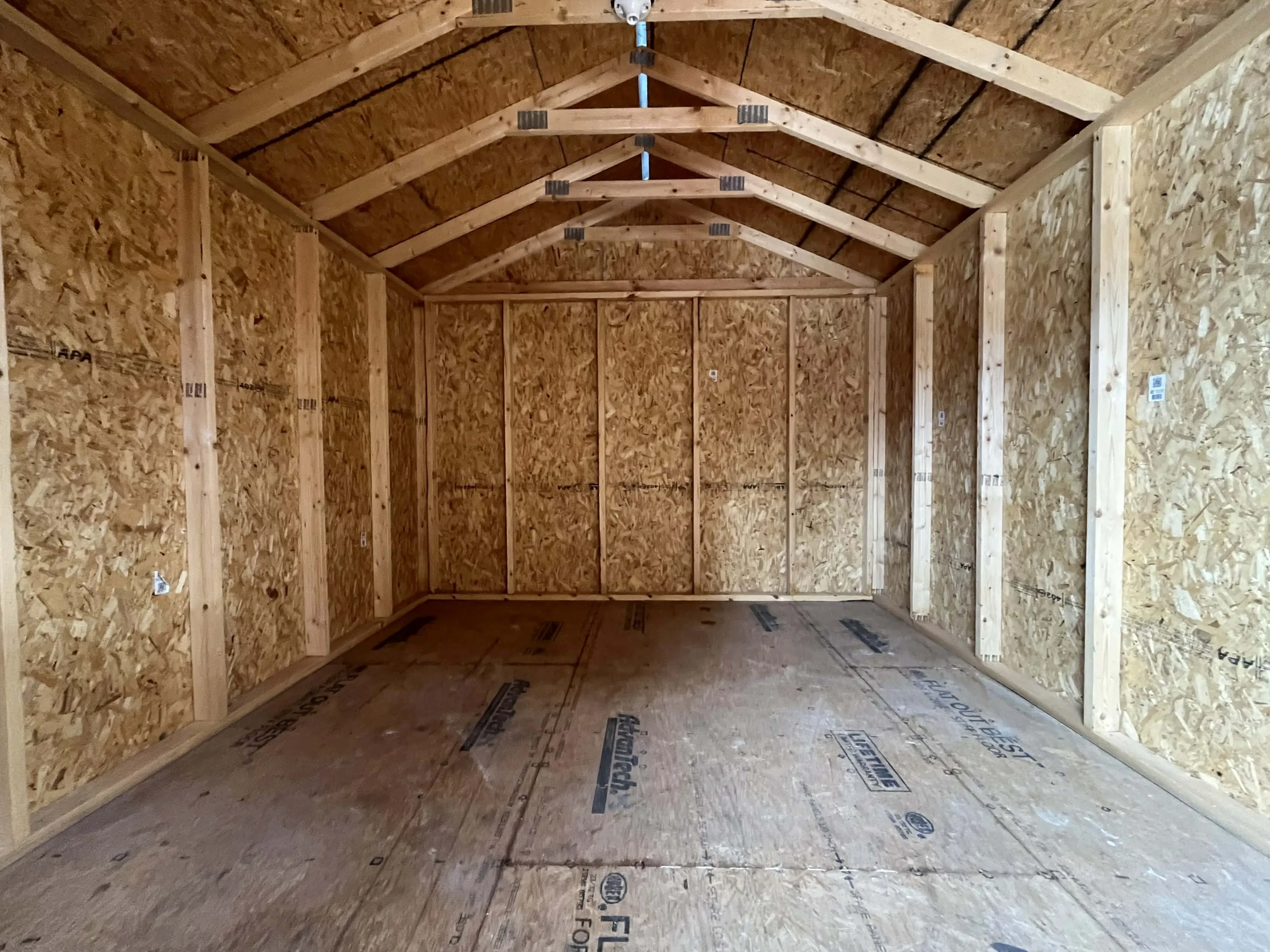 Interior view of a 10x12 garden shed economy