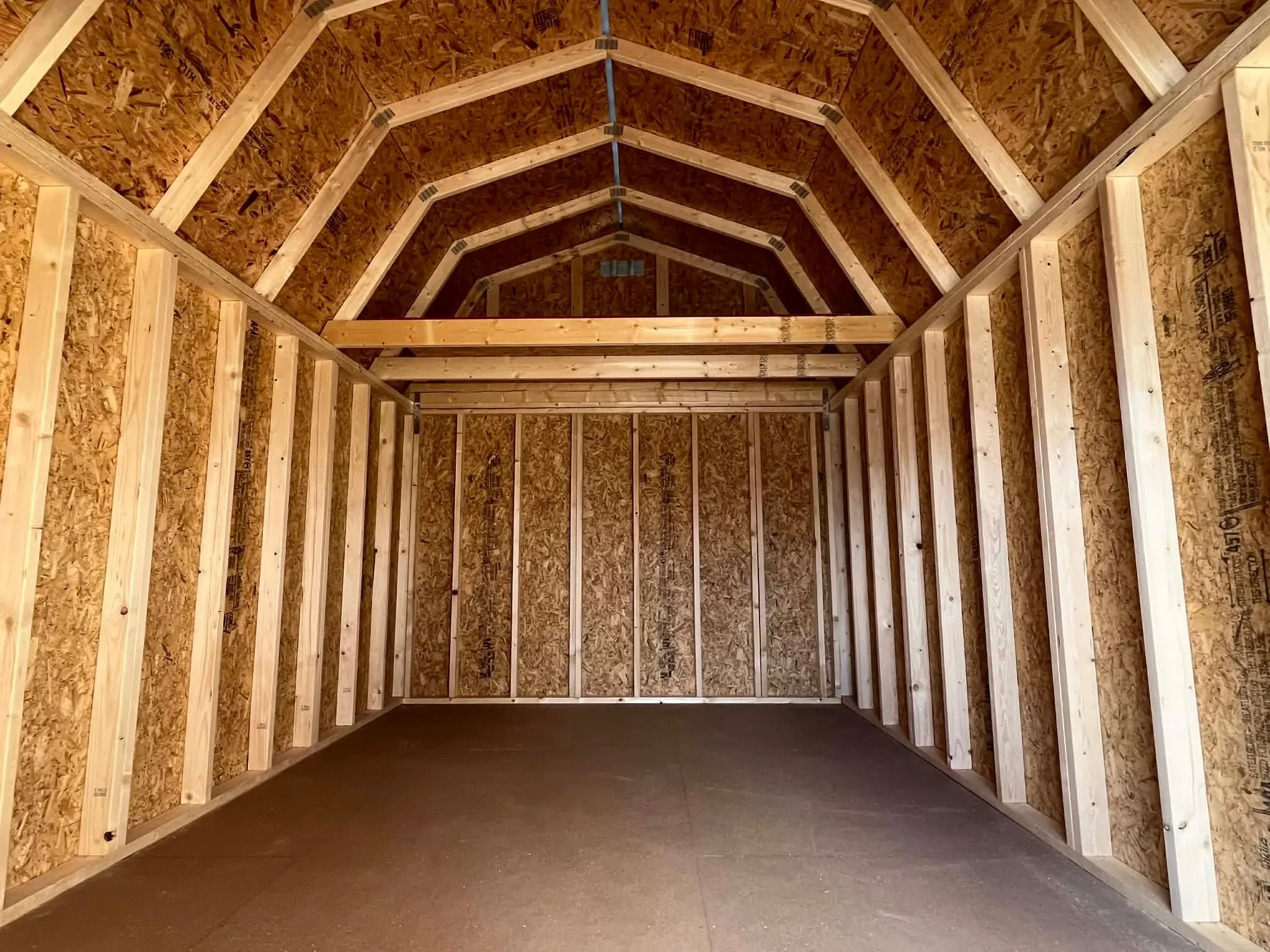 Interior view of a 10x16 showing the loft