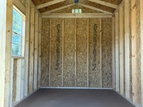 Interior view of a 8x12 garden shed