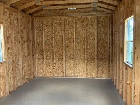 Interior of a 10x20 cabin showing two windows