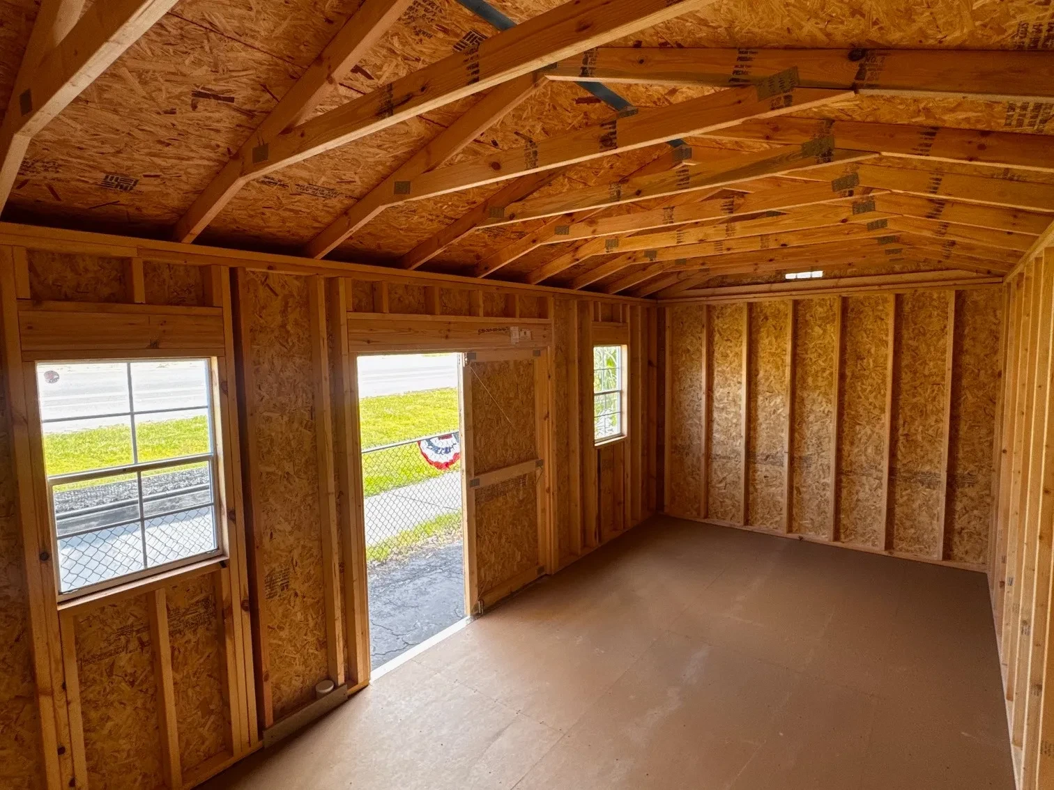Interior view of a 10x20 side garden shed