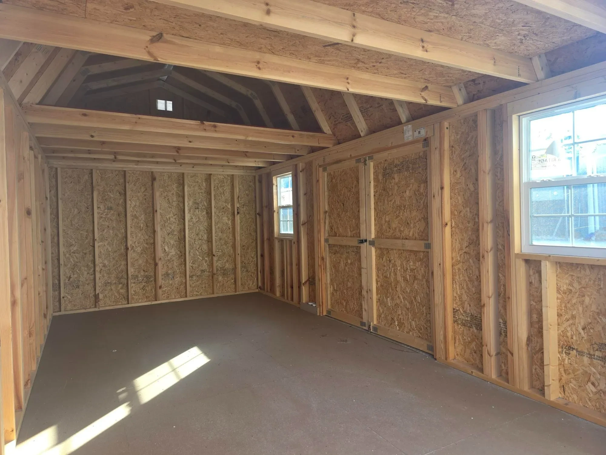 Interior 10x20 Lofted Barn Workshop
