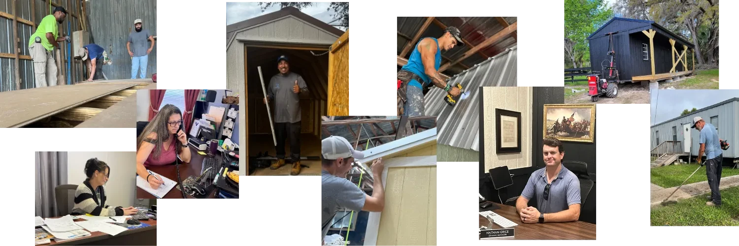 Employees at work at various jobs