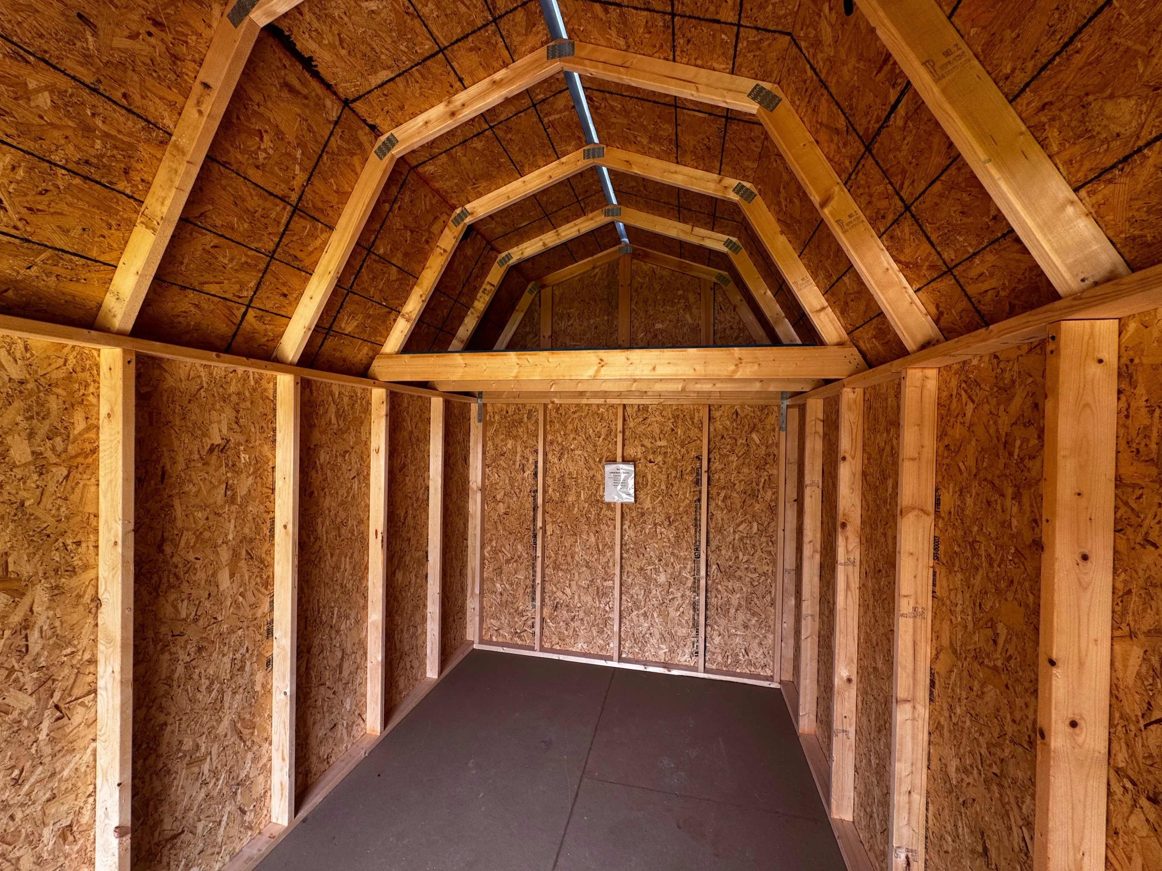 Interior view of an 8x16 lofted barn economy