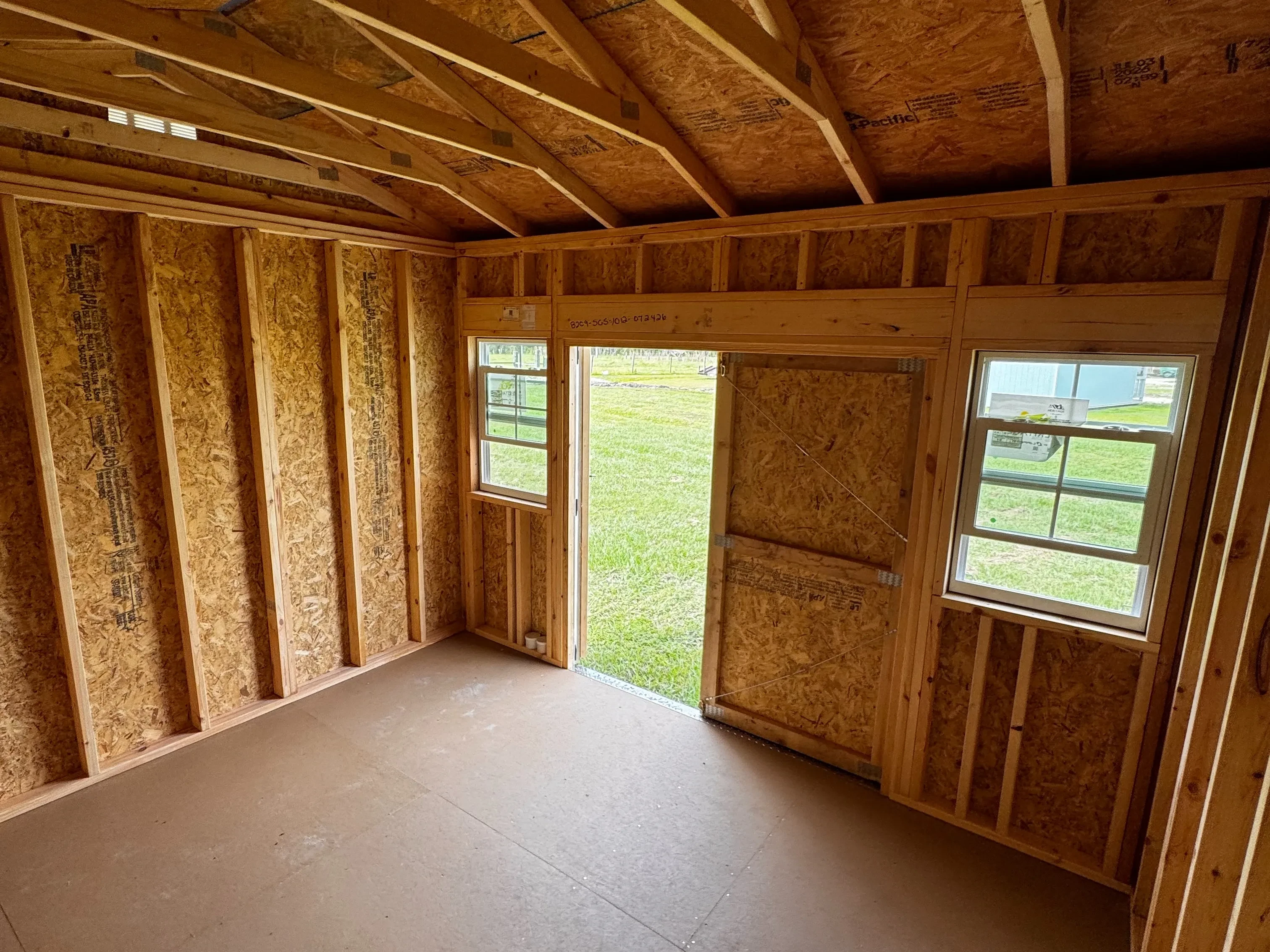 Interior of a 10x12 side garden shed